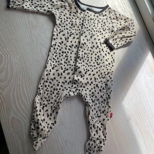Spotted Cream and Black Magnetic Me footed sleeper